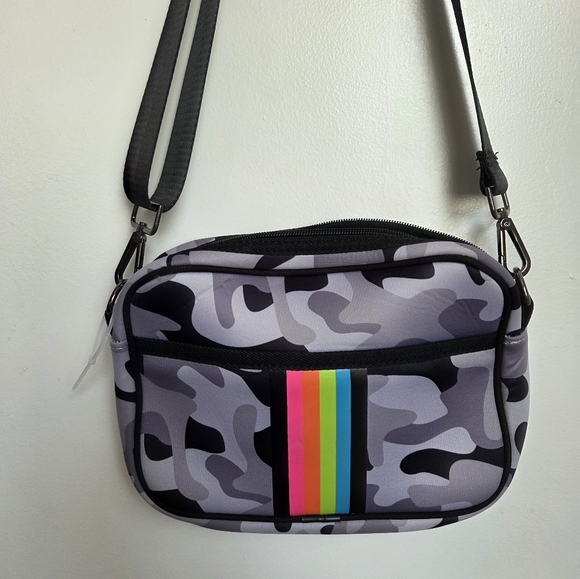 Haute Shore Neoprene Drew Camo Compact Crossbody With Stripes Adjustable Strap - Picture 4 of 14